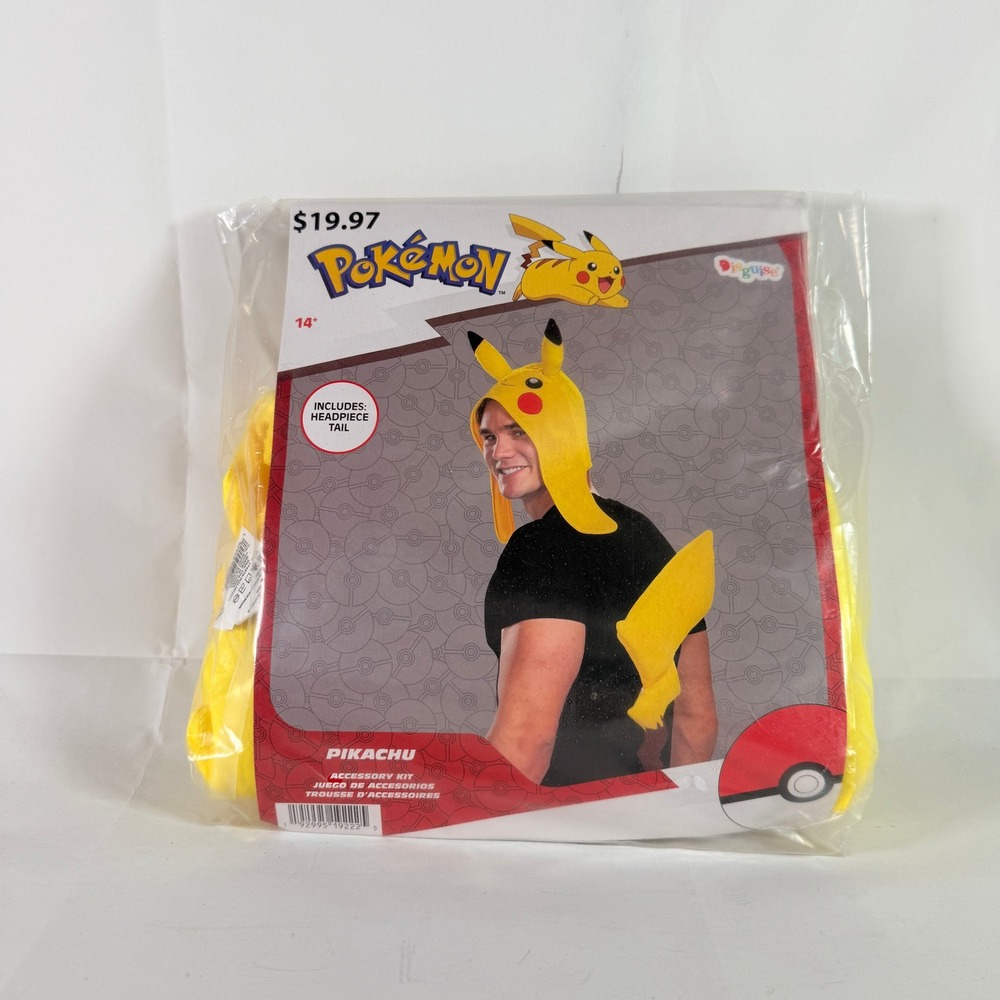 Pokemon Pikachu Costume Accessory Kit Disguise Adult Headpiece Tail Cosplay